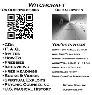 Witchcraft sign advertising Samhain 2012: Love is the Law
