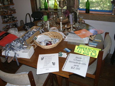Ribbons, divination kits, cards, signs on a table
