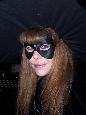 Lady Passion wearing Witch hat and mask (Samhain 2011)