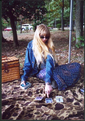 Lady Passion reading Tarot cards